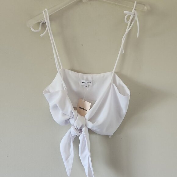 NWT SUPERDOWN | Emelia Tie Bra Top in White Sz M - Picture 2 of 5